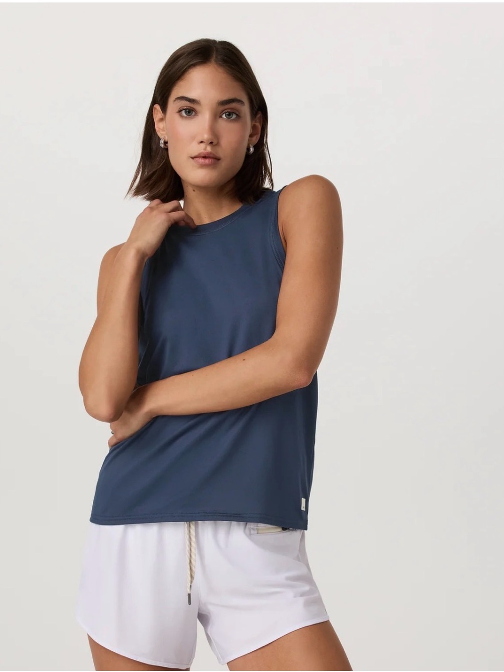 Vuori Energy Tank Top Long in Green Heather , XL